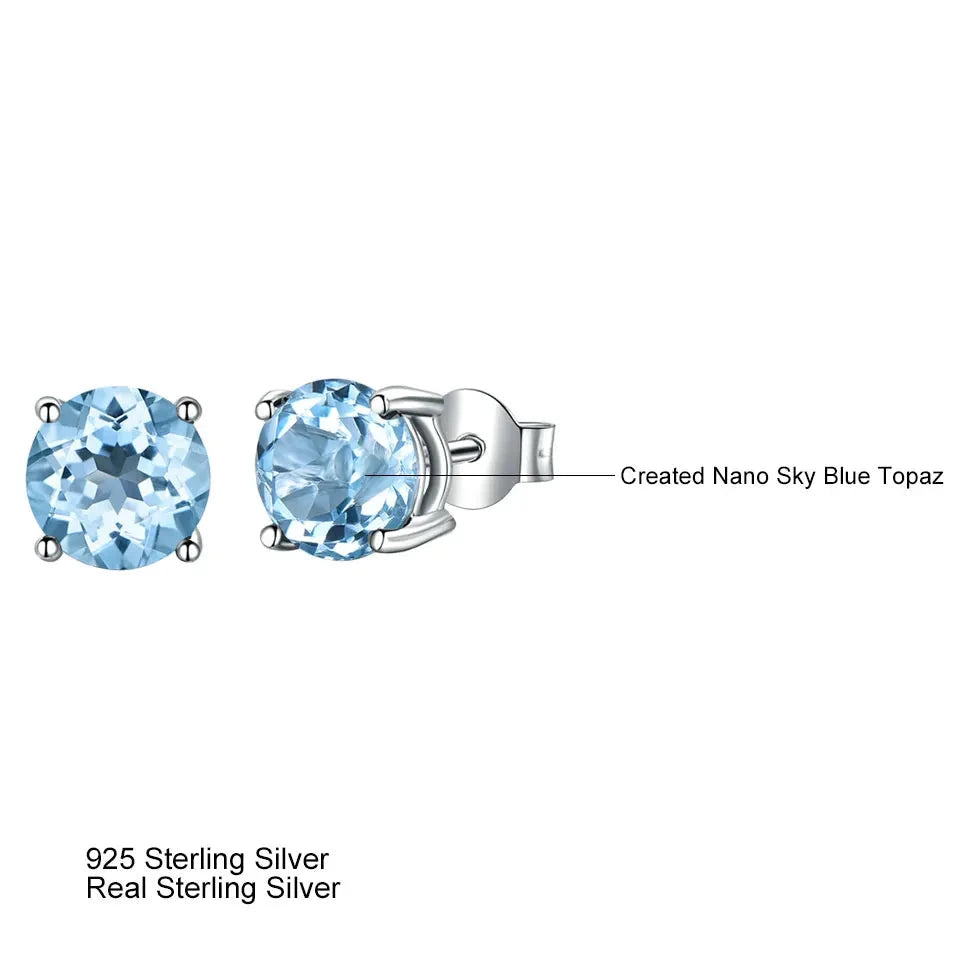 925 Sterling Silver Blue Topaz Romantic Earrings for Women's