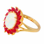 White Fire Opal Garnet Yellow Gold Color
