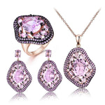 Pink Moganite Rose Gold 925 Sterling Silver Jewelry SetJewelry Set