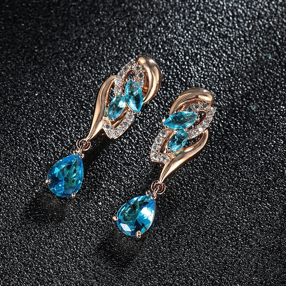Drop Earring Cubic Zirconia Rose Gold Plated