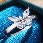 925 Sterling Silver Cubic Zirconia Butterfly Rings For Women