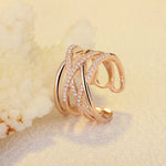 Rose Gold Color S925 Stamp Zircon Ring For Women