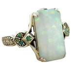 Square White Opal Antique Silver Women's Rings BagueAntique silverNo. 5