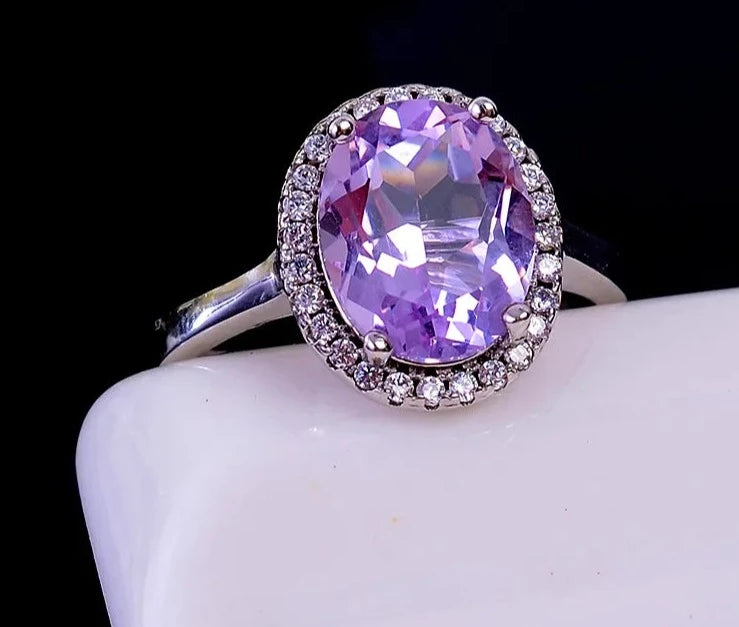 8mm*10mm Natural Amethyst Ring for Daily Wear12.5