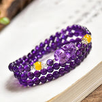 Natural Purple Crystal Beaded Bracelets 6mm Beads Amethyst