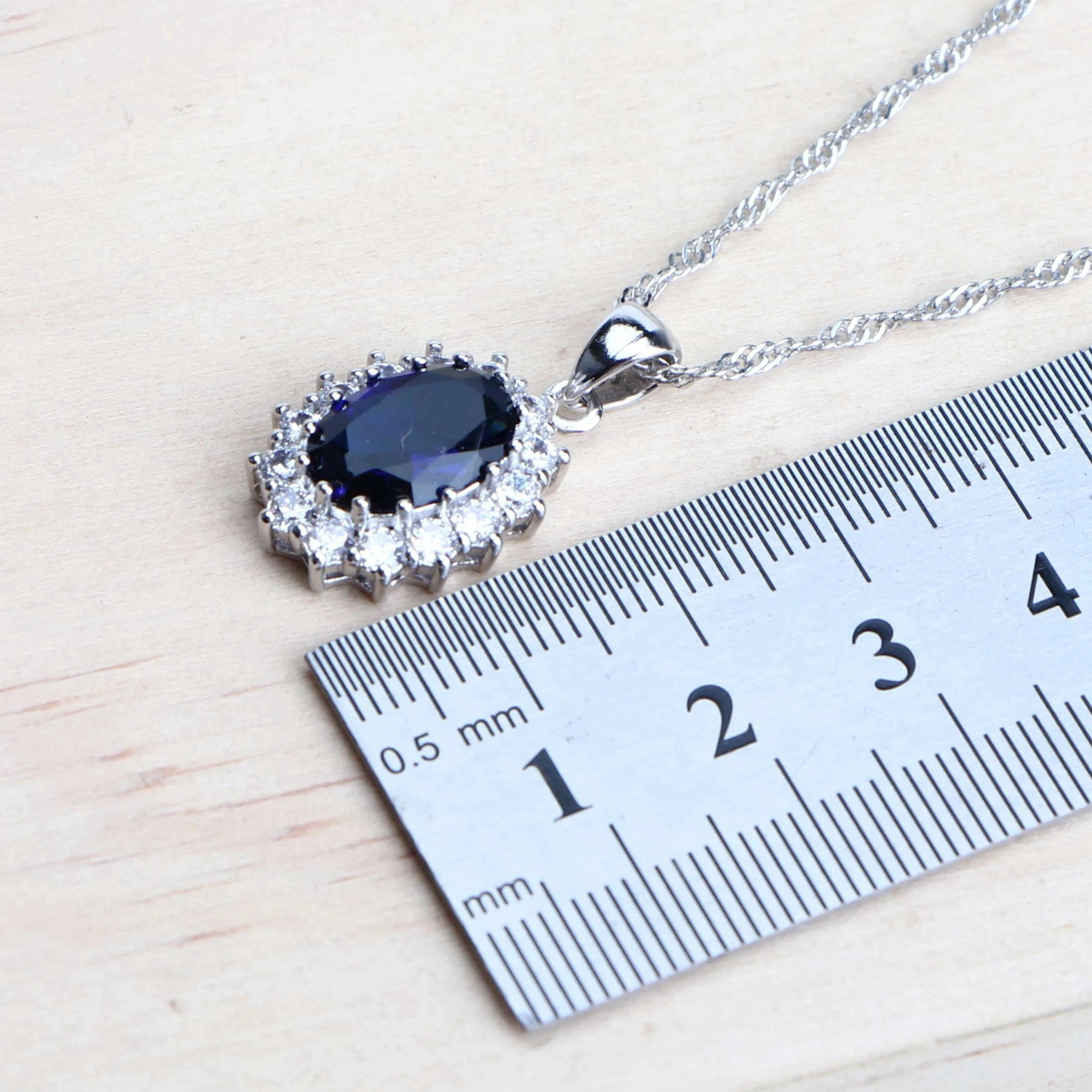 Silver 925 Women Jewelry Sets Blue Zirconia