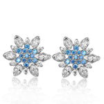 Aquamarine Blue Snowflakes Stud EarringsEarringsSilver