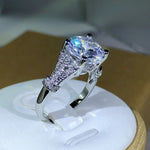 925 Sterling Silver Fashion Four Prong White Zircon Ring