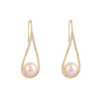 Exquisite Geometric Dangle Pearl Earrings for Women