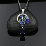 Flower Silver 925 Jewelry Set Sapphire Earrings Ring Pendant Necklace For Women