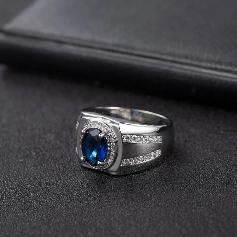 Oval Shaped Sapphire Silver RingRing