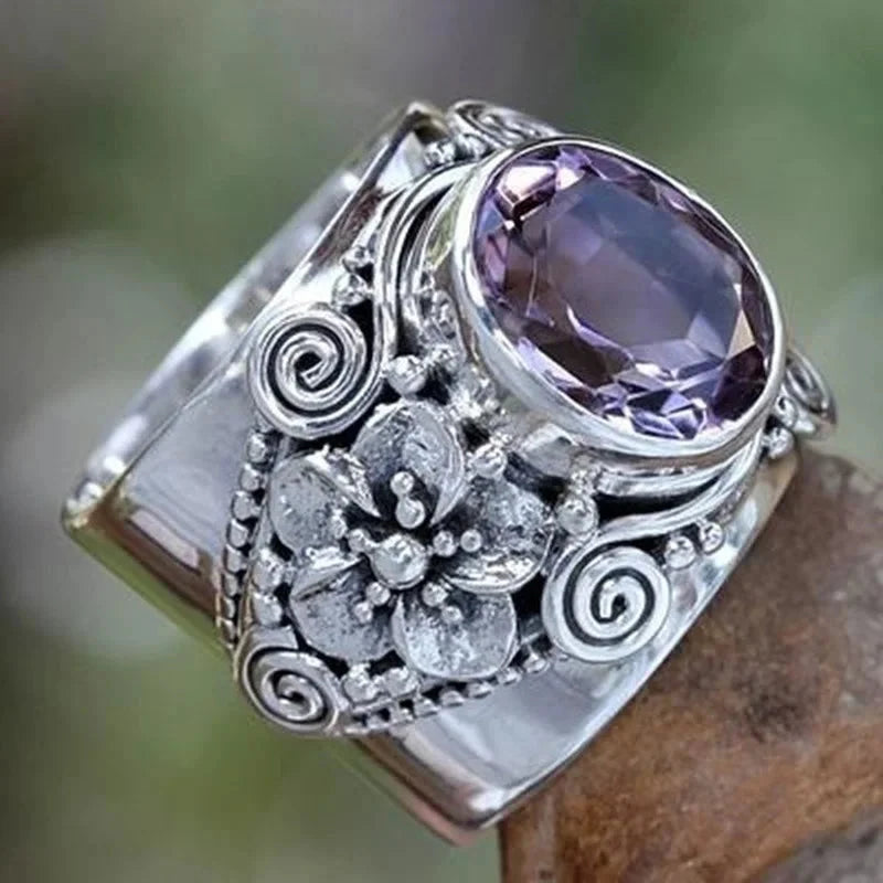 American Retro Luxury Amethyst Ring