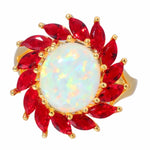 White Fire Opal Garnet Yellow Gold Color