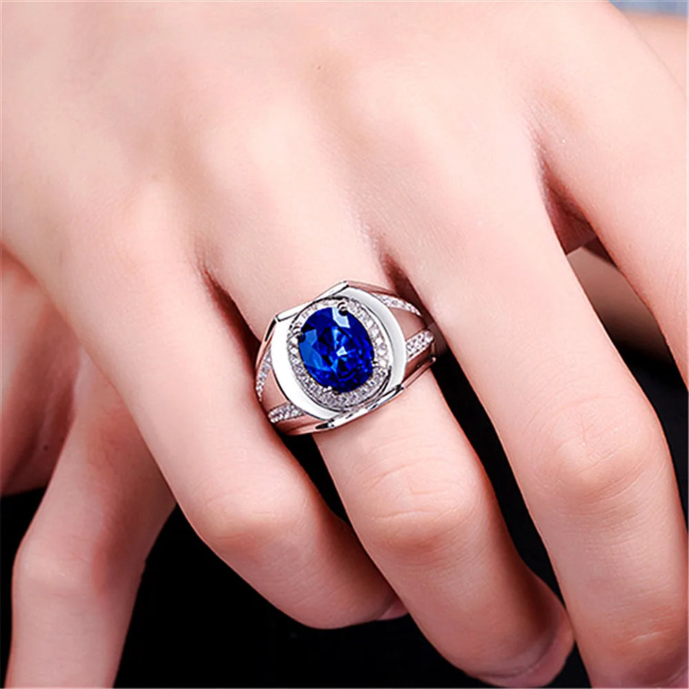 Sapphire Gemstones Blue Crystal Rings for men women