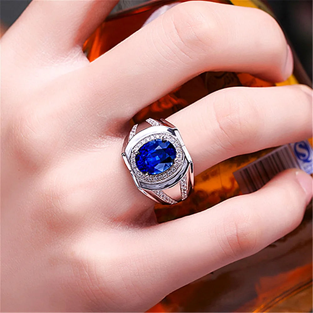 Sapphire Gemstones Blue Crystal Rings for men women