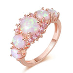 Fire Opal Ring Silver Plated Oval Round Stone RingOJ86908