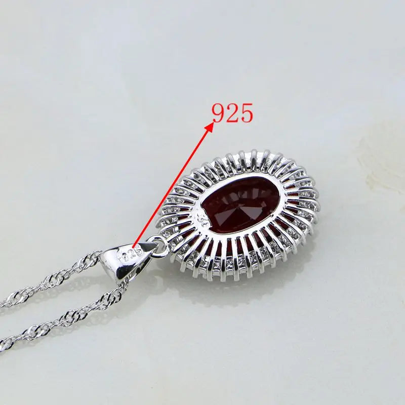 925 Silver Jewelry Round Red Garnet Zircon