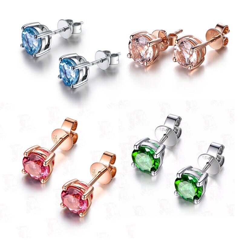 Round Shaped Gemstone Stud EarringsEarrings