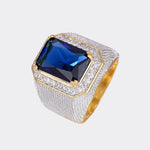 Elegant Men's Ring Silver 925 Jewelry Rectangle Sapphire Gemstonesblue11