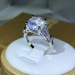 925 Sterling Silver Fashion Four Prong White Zircon Ring