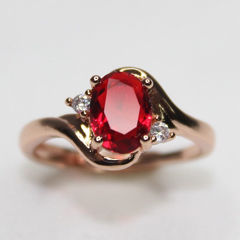 Oval Shape Ruby Rose Gold Resizable RingRing