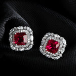 Square Shape Classic Ruby Gemstones 925 Sterling Silver Drop EarringsEarrings