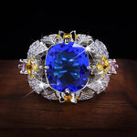 Vintage Jewelry Luxury Big Sapphire 925 Sterling Silver Rings for Women6Blue