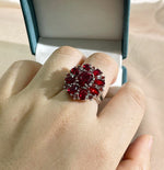 Flower Shape Ruby Red Gemstones Cella City Silver 925 Jewelry Ring For CharmRubyRed6