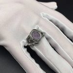 Flower Shaped Vintage 925 Silver Ring Amethyst Gemstone