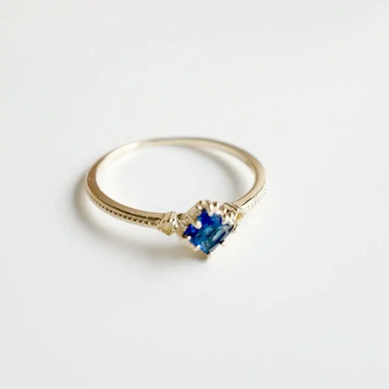 Inspired Silver Inlaid Sapphire Square Beautiful adjustable Ring