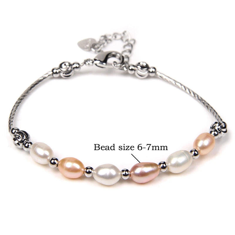 Real Natural Freshwater Pearl Fashion BraceletNo.3 Adjustable