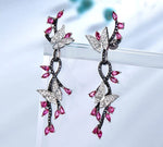 Butterfly Black Spinel Ruby 925 Sterling Silver EarringsEarrings