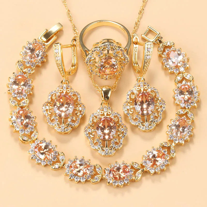 Wedding Accessories Garnet Bridal Jewelry SetsChampagne9