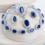 Silver 925 Women Jewelry Sets Blue Zirconia4PCS-Blue10