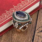 Vintage Retro Mystery Stone Rings with Cubic Zircon Silver Plated Fashion Jewelry Ring for Women/Men