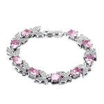 New Luxury Butterfly Bracelets for Women Aquamarine Charm BraceletsPink18CM