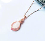 Water Drop Shaped Jade Pendant Rose Gold Color NecklaceNecklace