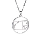 Fibonacci Spiral Golden Ratio Pendant NecklaceSteel necklace 0350cm