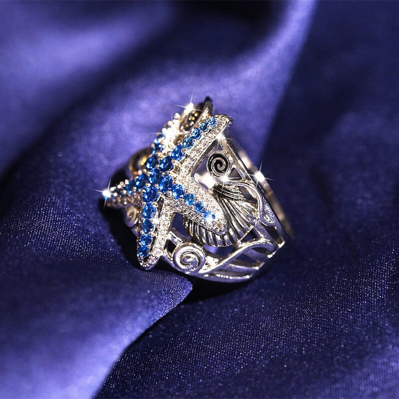 Sapphire Starfish Silver RingRing