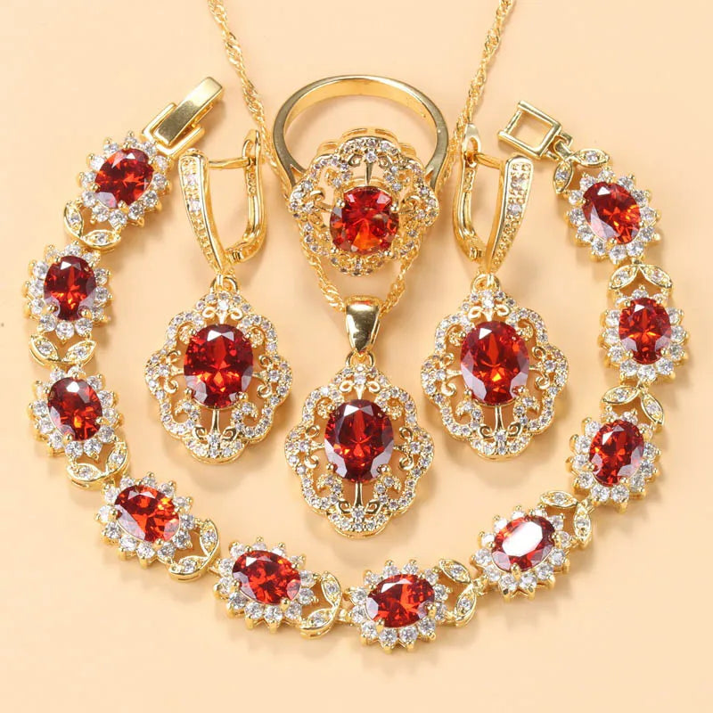 Wedding Accessories Garnet Bridal Jewelry SetsRed9