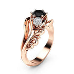 Rose Gold Unique Black Stone Ring with Twist Band