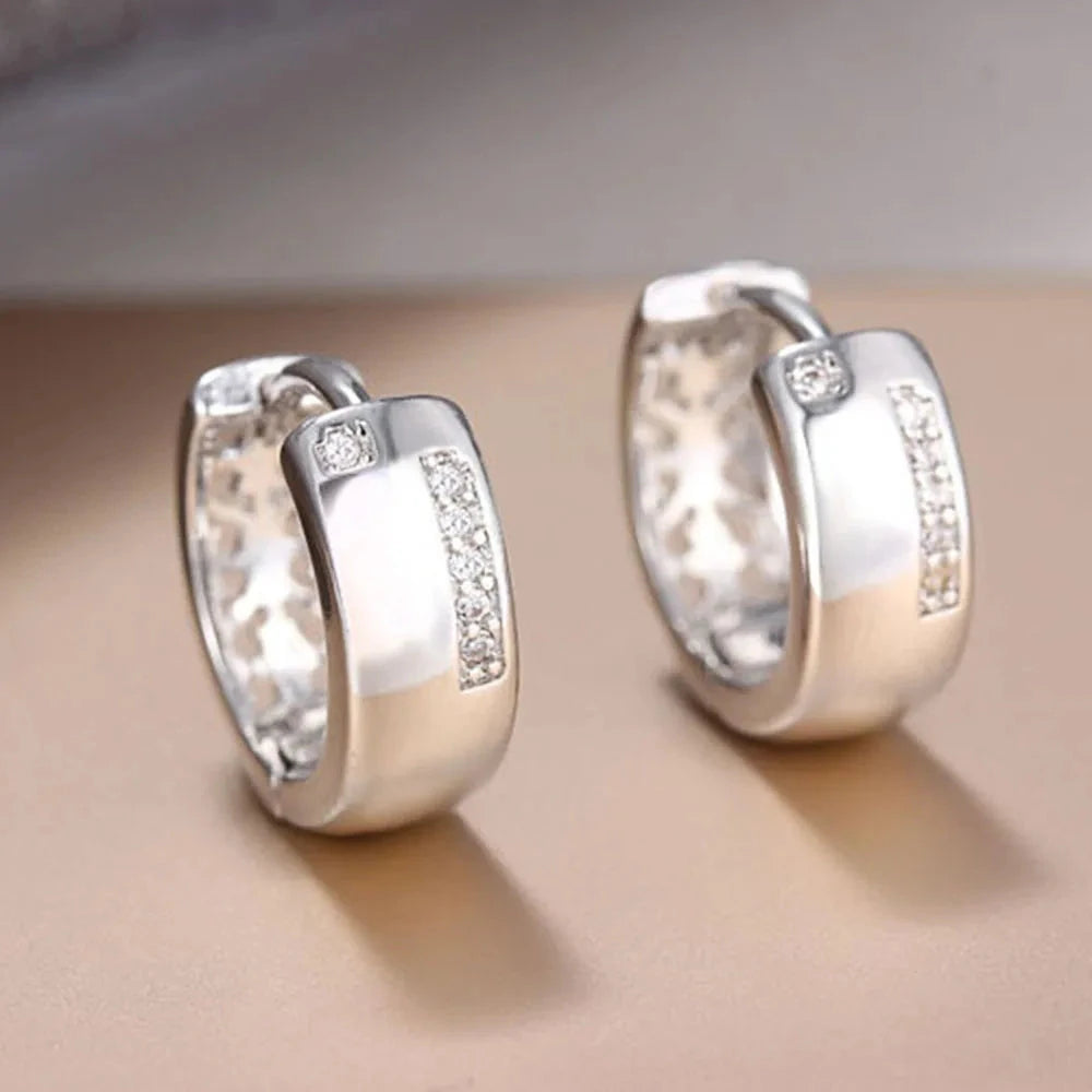 Dainty Small Circle Hoop EarringsSILVER PLATEDWHITE