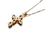 Sapphire Gemtsones Blue Crystal Cross Pendant Necklaces