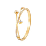 Unique Nail Head Cross Stainless Steel Bangle for WomenGold color56-58mm