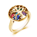 Tree of Life Stones 925 Sterling Silver and 18K Gold Color RingRing