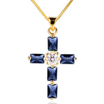 Sapphire Gemtsones Blue Crystal Cross Pendant NecklacesPendant necklaceCHINA