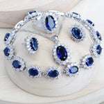 Silver 925 Women Jewelry Sets Blue Zirconia