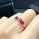 Elegant Silver Ruby for Girl 3 Mm * 4mm Natural Myanmar Ruby Ring 925 Sterling Silver0Platinum PlatedRed