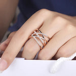 Rose Gold Color S925 Stamp Zircon Ring For Women