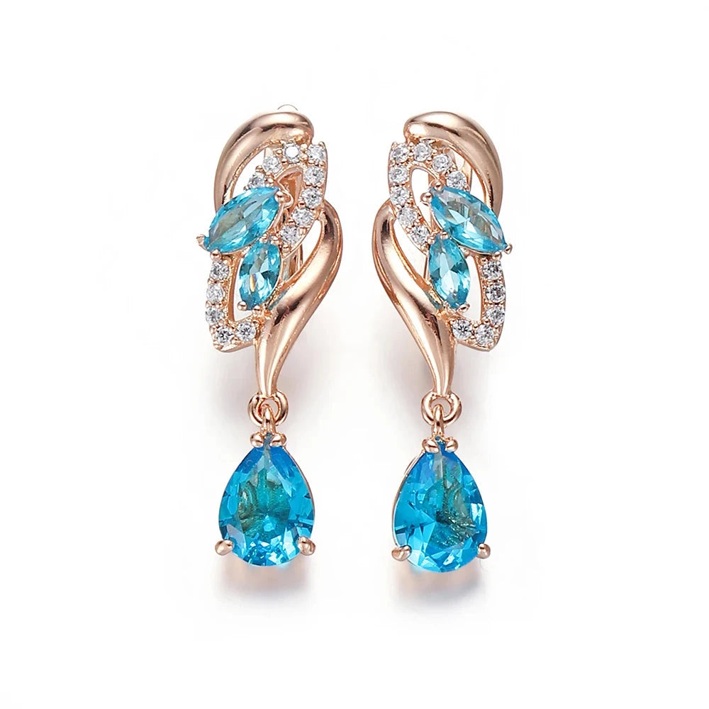 Drop Earring Cubic Zirconia Rose Gold Plated